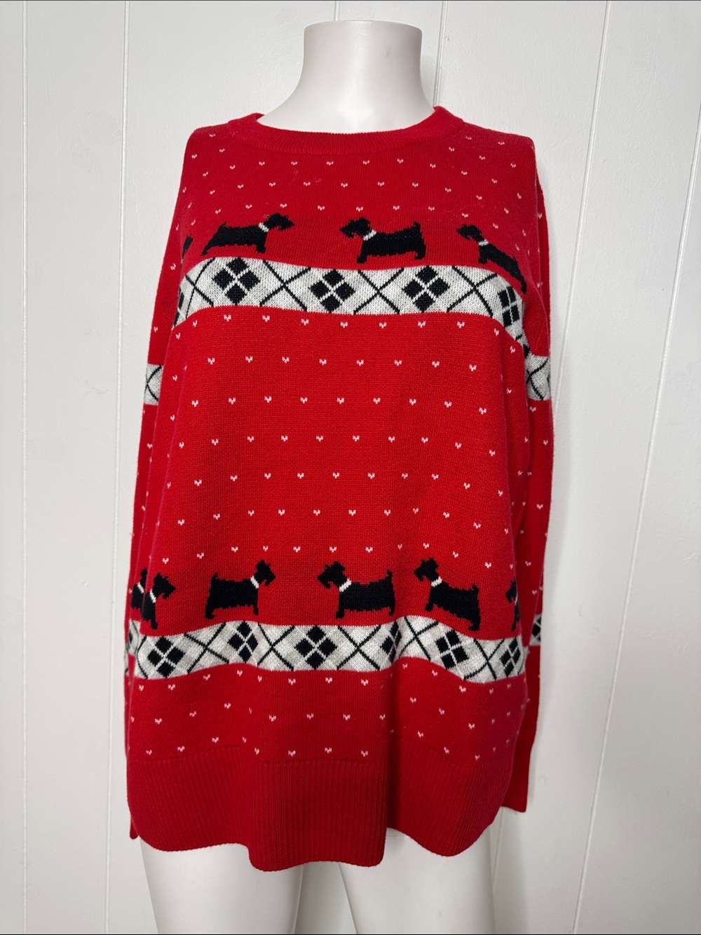 Red Scottie dog sweater charter club M
